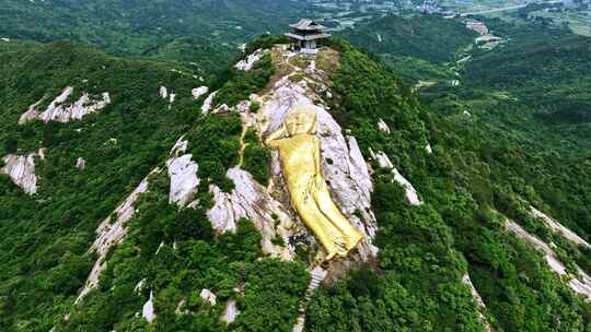 河南驻马店金顶山卧佛亚洲第一大卧佛航拍