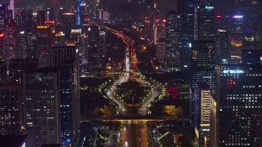 深圳夜晚夜景都市繁华摩天大楼