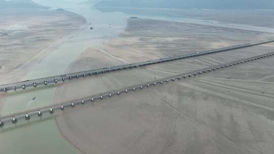 宁德滨海特大桥航拍跨海大桥沈海复线高速路