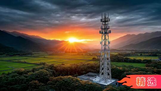 信号塔通讯铁塔屹立大地连接无限