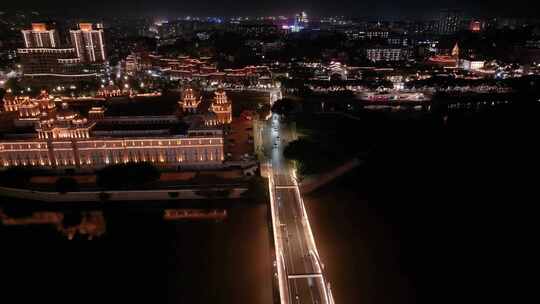 福州台江区解放大桥航拍夜晚夜景车流交通闽