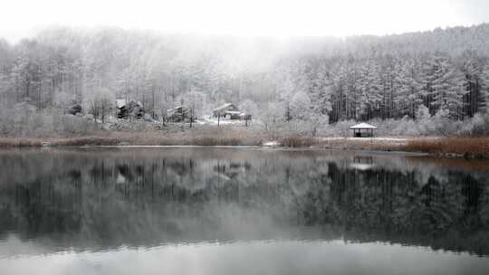 冬季湖边美景视频素材模板下载
