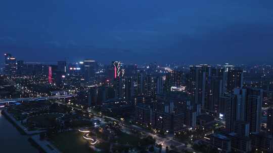广州南沙灵山岛夜景航拍