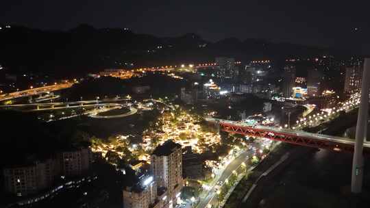 重庆龙门浩老街下浩里夜景灯光航拍