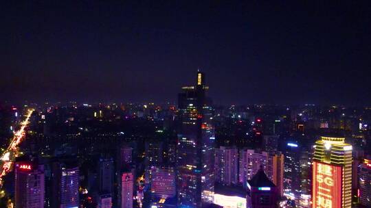 航拍南宁东盟商务区夜景