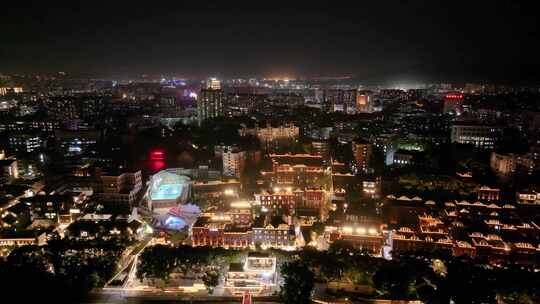 福州台江区三县洲大桥江心公园航拍夜晚夜景