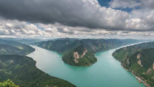 长江三峡大坝瀑布日出云海晚霞延时航拍