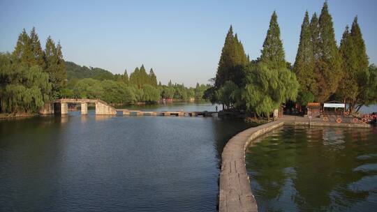 浙江嘉兴柯岩风景区古纤道风景视频