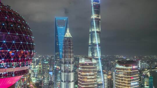 上海陆家嘴上海中心东方明珠夜景8K