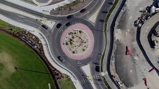 航拍城市交通环形道路视频素材模板下载