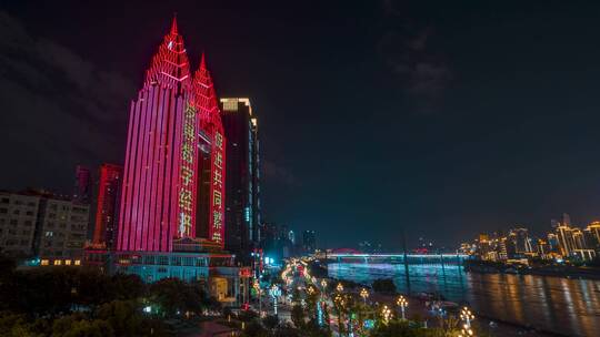 重庆_重庆双子塔夜景_重庆喜来登夜景