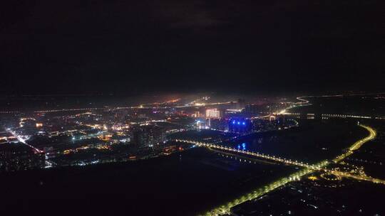 城市航拍洛阳阴雨天后城市云海夜景建筑