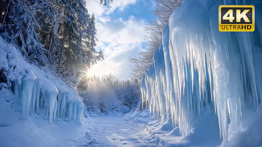 冬至立冬唯美雪景大寒小寒节气视频素材2