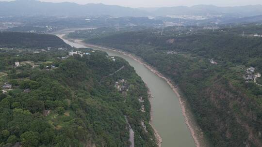 重庆北碚温塘峡风景区自然景观航拍