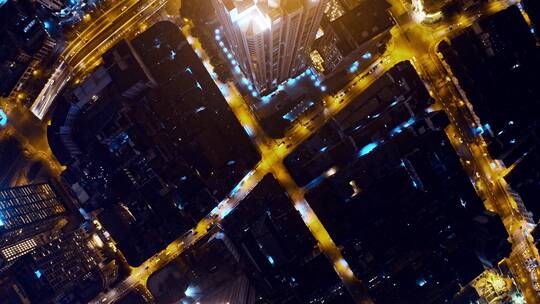 浦西夜景俯拍街景视频素材模板下载