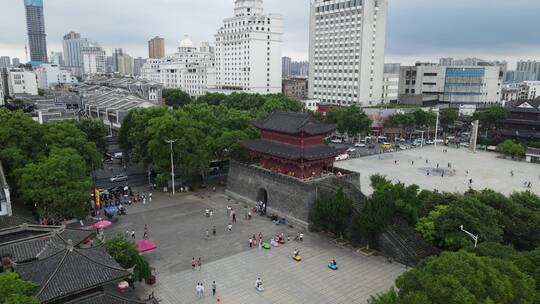 城市航拍湖南岳阳楼景区瞻岳门