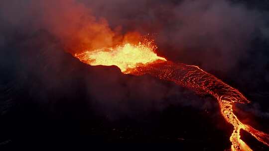 火山，熔岩，山，火