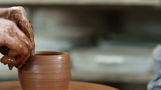 彩陶制作 彩陶 彩陶工艺 陶器 陶器加工视频素材模板下载