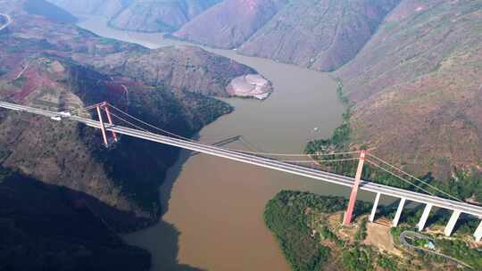 云南省红河州红河大桥白昼航拍实时视频素材模板下载