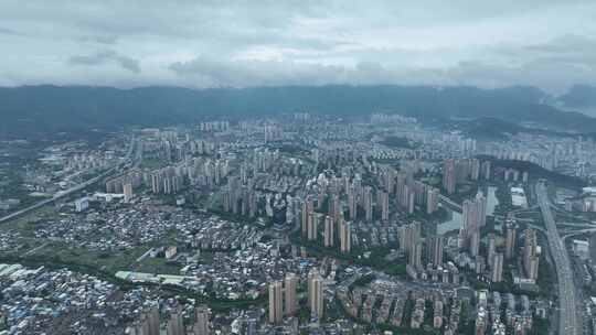 福州晋安区大景航拍鼓楼区城市阴天建筑风光