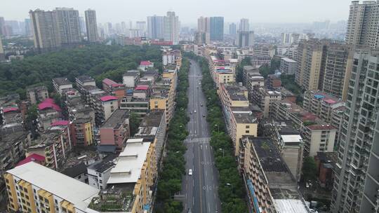 城市航拍湖南邵阳红旗路交通