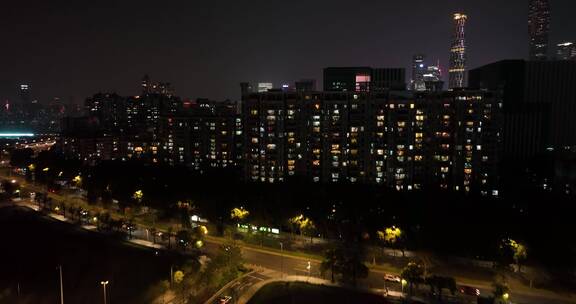 广州海珠区建筑航拍夜景