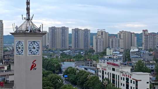 高清航拍四川眉山彭山彭祖城市建筑