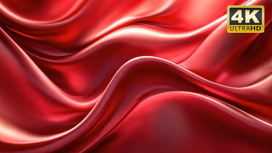 抽象红色金属透明液体流动波动