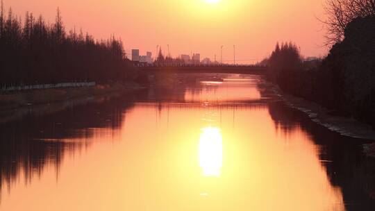晚霞小桥流水日落