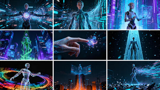 AI智能科技人物 赛博朋克科技感机器人