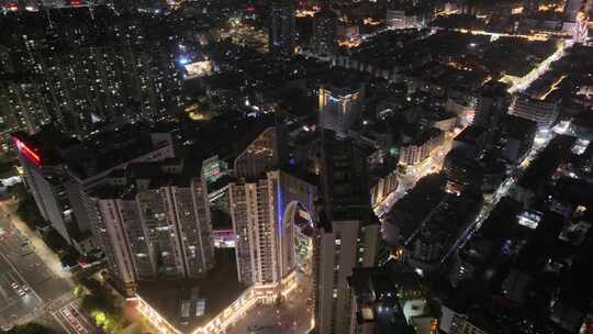 温州市鹿城区夜景大景全景航拍夜晚世贸中心