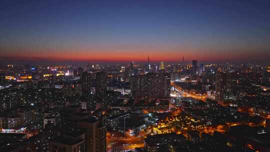 航拍天津城市夜景