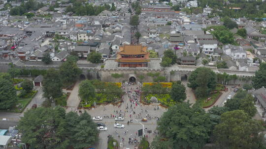 4K 大理古城正面大景航拍