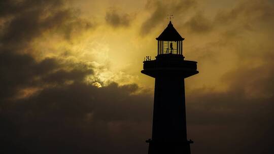 三沙海边灯塔日出日落夕阳延时