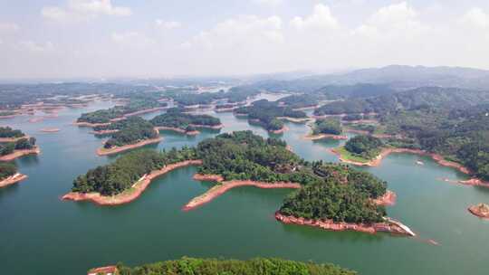 四川眉山市黑龙潭水库黑龙潭景区白昼航拍