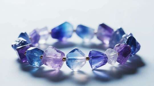 彩色水晶手链特写素材