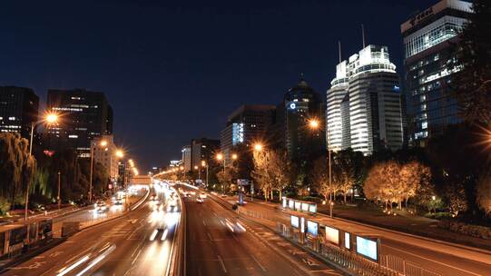 北京金融街-车流夜景视频素材模板下载