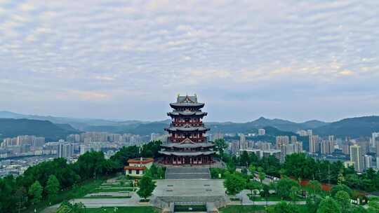 巴中地标南龛风景区巴中城市地貌航拍4k