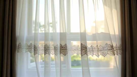 室内窗户阳光透过窗帘画面