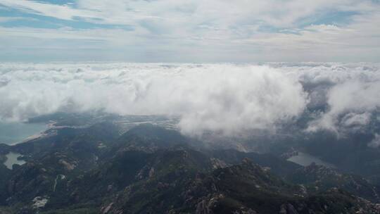 航拍青岛崂山巨峰海上名山