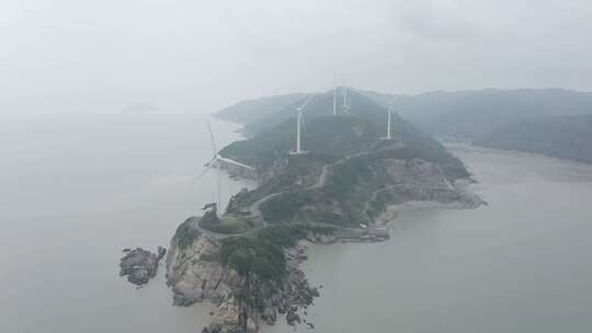 原创航拍LOG台州玉环1号公路风力发电4K-4