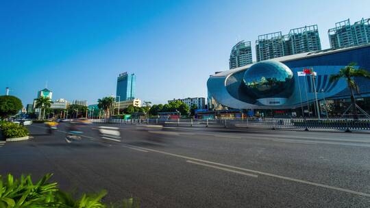 广西南宁民族大道广西科学馆街景