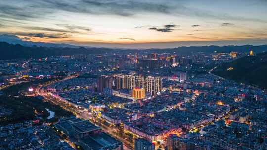 文山晚霞夜景延时