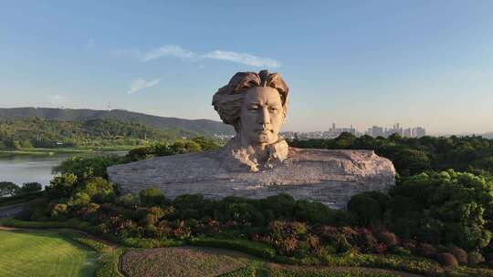 长沙橘子洲景区橘子洲大气航拍