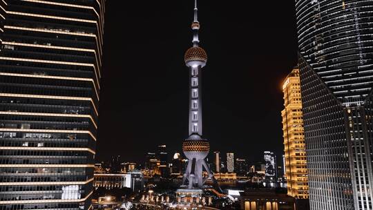 陆家嘴东方明珠夜景延时