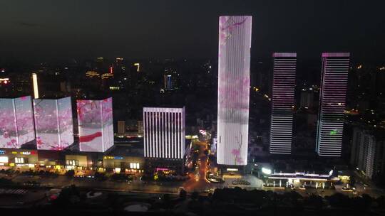 航拍湖北宜昌城市夜景