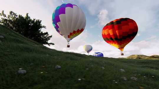 热气球飞行浪漫的热气球