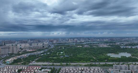 洛阳洛河隋唐立交桥鼓楼牡丹博物馆阴雨天