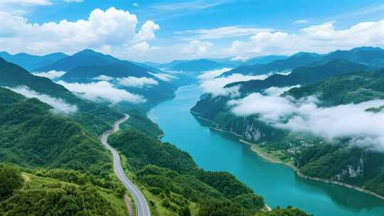 重庆长江三峡蜿蜒河流壮丽山河航拍视频