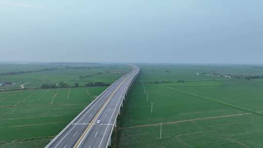 最美生态公路航拍鄱阳湖大道鄱阳湖公路道路